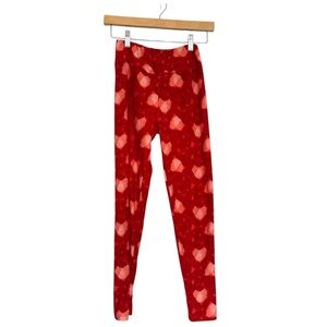 NWT LuLaRoe Red Thumbprint Heart Leggings Valentine’s Day OS Limited Edition